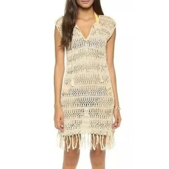 Melissa Odabash | Barrie Beige Crochet Swim Coverup | LG - Picture 1 of 4